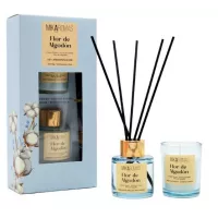 MIKAROMAS Zestaw KWIAT BAWEŁNY patyczki zapachowe 50 ml + świeca 50 g